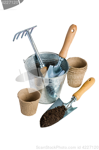 Image of Garden tools for planting, isolated on white