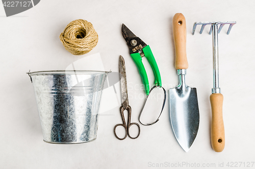 Image of Garden tools for planting, on white background