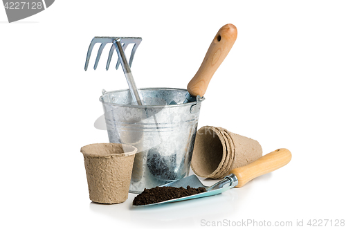 Image of Garden tools for planting, isolated on white