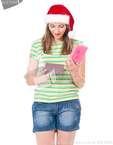 Image of Teen girl in Santa hat
