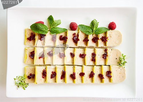 Image of Chicken liver pate with red jelly for holiday.