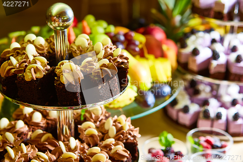 Image of Cake buffet for a birthday party.