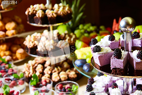 Image of Cake buffet for a birthday party.