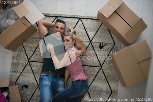 Image of Top view of attractive young couple