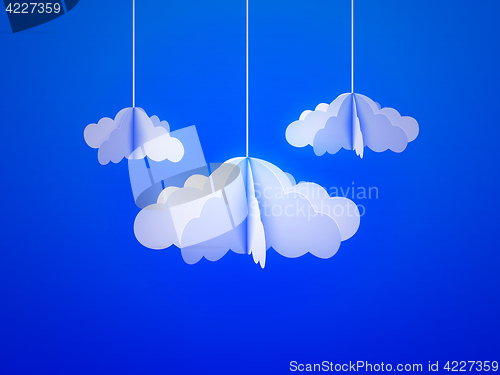 Image of Paper cloud in origami style on the sky background