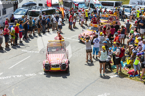 Image of Cochonou Vehicle in Alps - Tour de France 2015