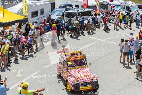 Image of Cochonou Vehicle in Alps - Tour de France 2015
