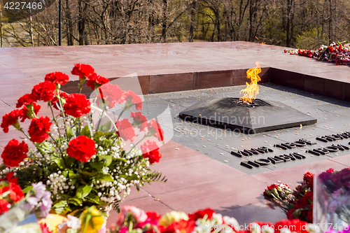 Image of Flowers at Eternal Flame on May 9 on Victory Day