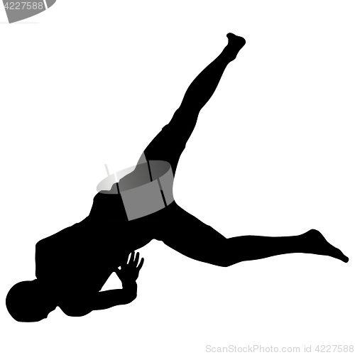 Image of Black Silhouettes breakdancer on a white background