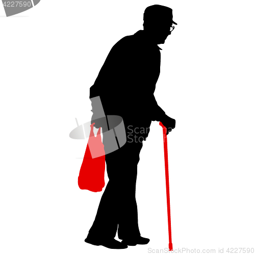 Image of Silhouette of disabled people on a white background. illustration