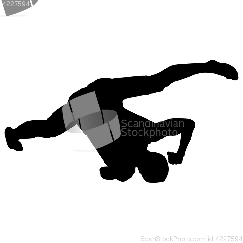 Image of Black Silhouettes breakdancer on a white background