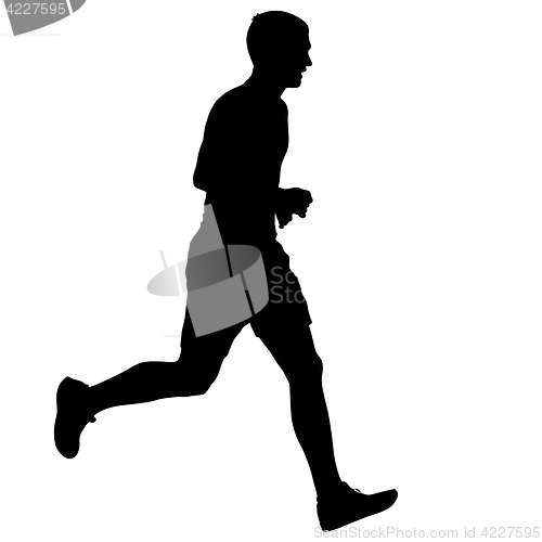 Image of Black Silhouettes Runners sprint men on white background