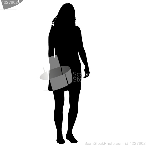 Image of Black silhouette woman standing, people on white background