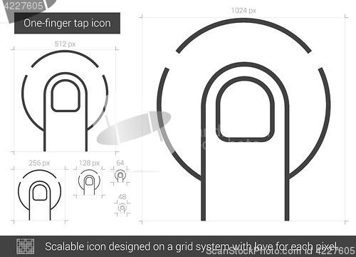 Image of One-finger tap line icon.