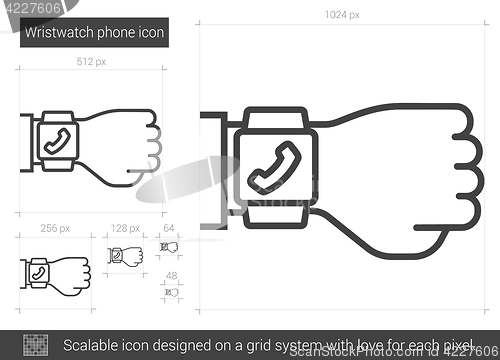 Image of Wristwatch phone line icon.