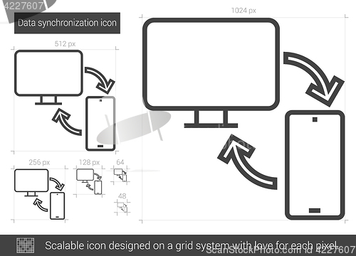 Image of Data synchronization line icon.