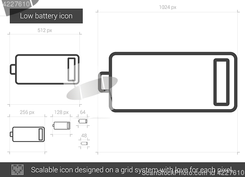 Image of Low battery line icon.