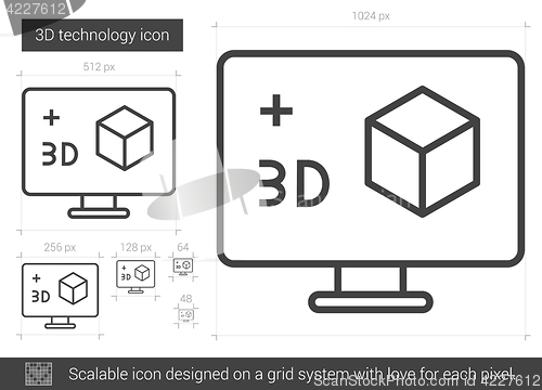 Image of Three d technology line icon.