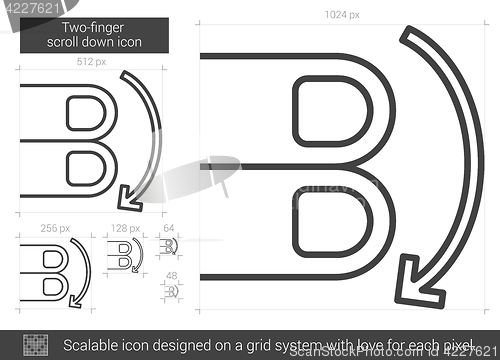 Image of Two-finger scroll down line icon.