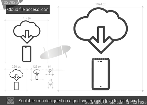 Image of Cloud file access line icon.