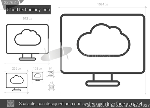 Image of Cloud technology line icon.