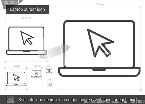 Image of Laptop cursor line icon.