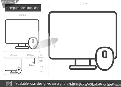 Image of Computer desktop line icon.