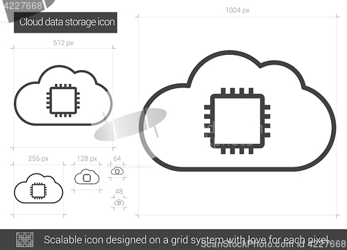 Image of Cloud data storage line icon.