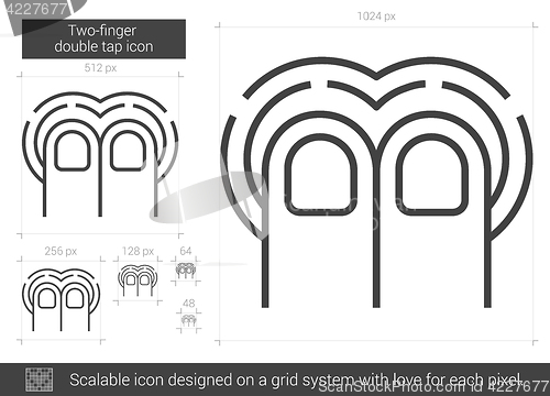 Image of Two-finger double tap line icon.