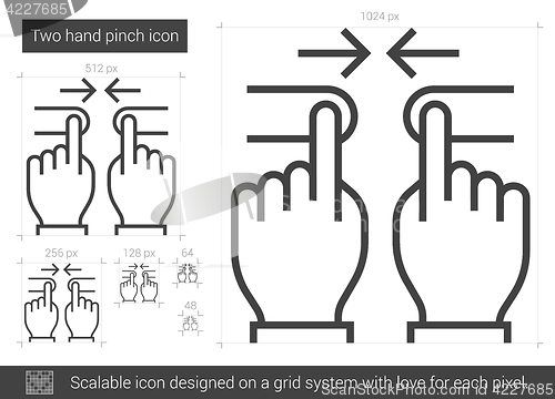 Image of Two hand pinch line icon.