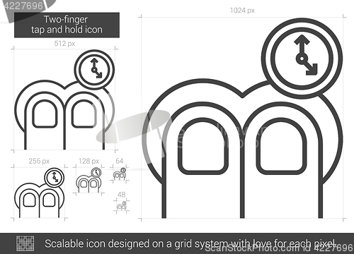 Image of Two-finger tap and hold line icon.