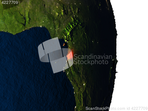 Image of Equatorial Guinea from space during dusk