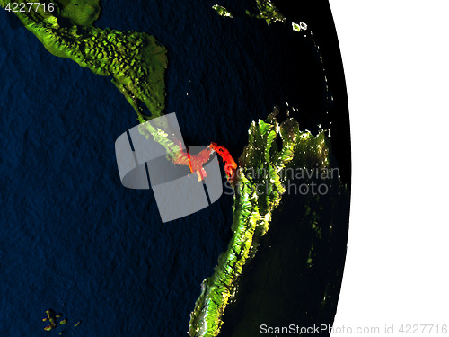 Image of Panama from space during dusk