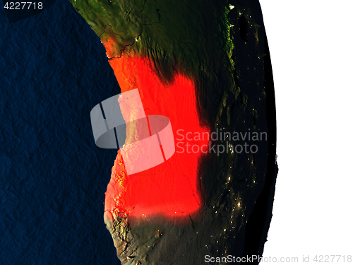 Image of Angola from space during dusk