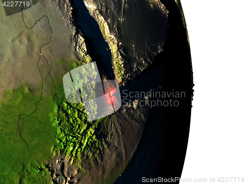 Image of Djibouti from space during dusk