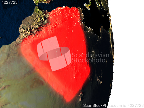 Image of Algeria from space during dusk