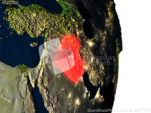 Image of Iraq from space during dusk