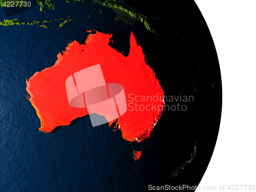 Image of Australia from space during dusk