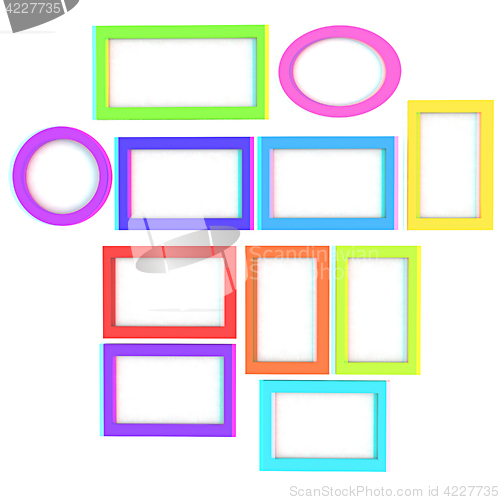 Image of Abstract frames. Conceptual design. 3D illustration. Anaglyph. V