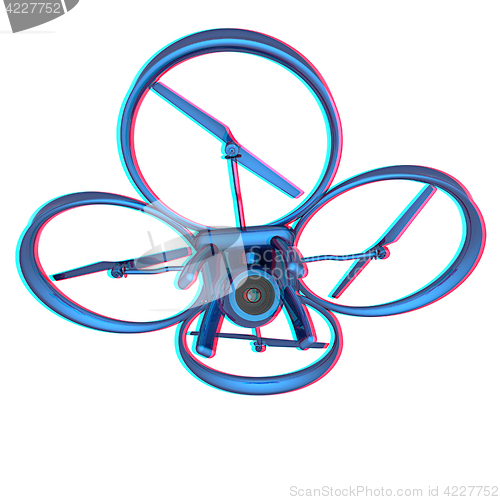 Image of Drone, quadrocopter, with photo camera flying. 3d render. Anagly