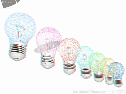 Image of lamps. 3D illustration. Anaglyph. View with red/cyan glasses to 