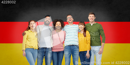 Image of international group of happy smiling people