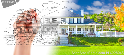 Image of Hand Drawing Custom House Design With Gradation Revealing Photog