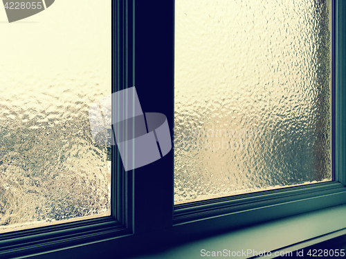 Image of Frosted window pane in winter