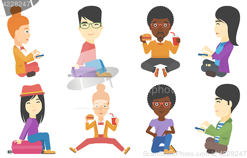 Image of Vector set of tourists characters.