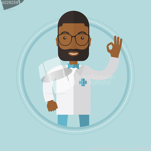 Image of Doctor showing sign ok vector illustration.