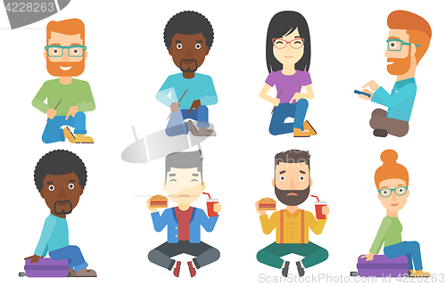 Image of Vector set of tourists characters.