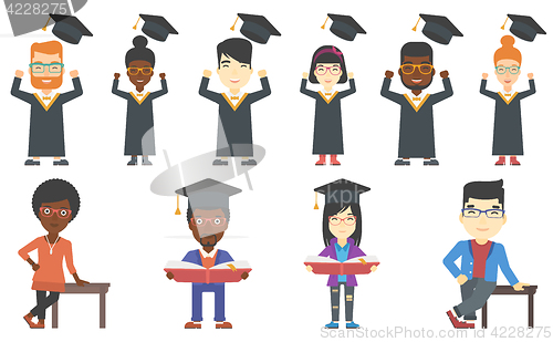 Image of Vector set of graduates and business characters.