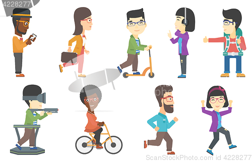 Image of Vector set of tourists and business characters.