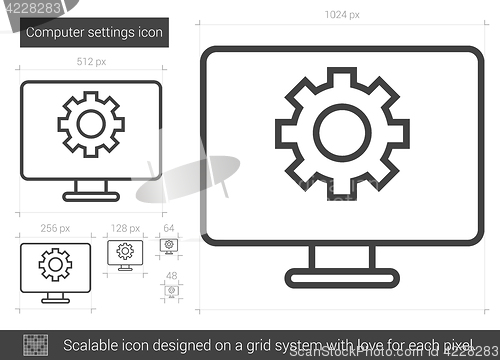 Image of Computer settings line icon.